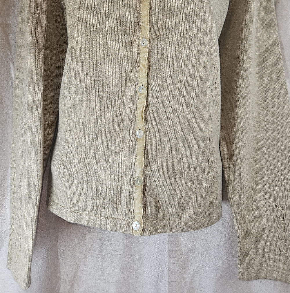 NWOT Liz Claiborn cream tan lace cardigan sweater Womens Large - Picture 6 of 7